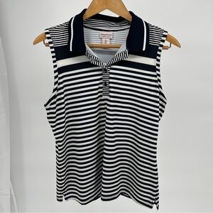 Tommy Bahama Women’s Everyday Active Polo Size L Navy White Striped Sleeveless